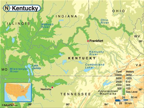 Kentucky Base and Elevation Maps | Geography map, Elevation map, Map