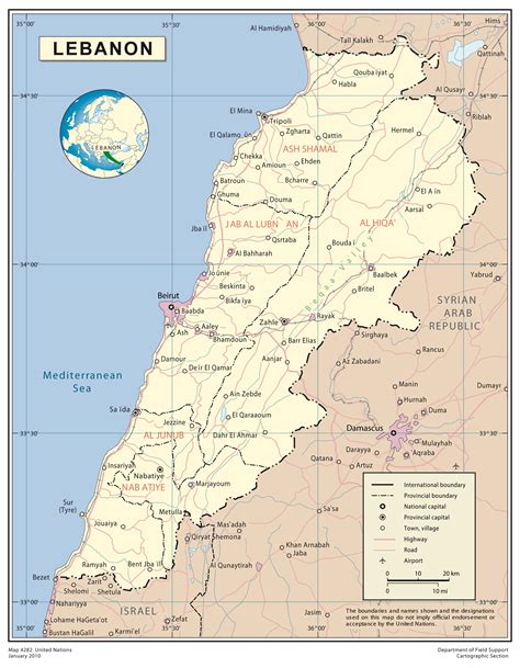 Lebanon Karte / Beirut Karte / It is bordered by the mediterranean sea ...