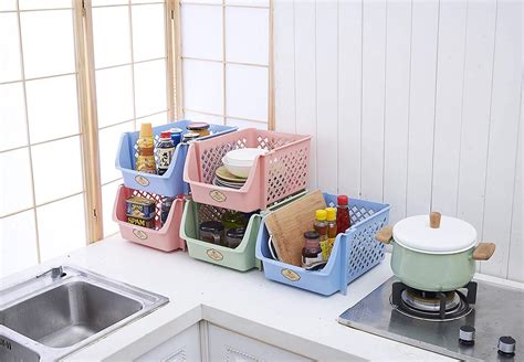 Skywin Plastic Stackable Storage Bins for Pantry - Stackable Bins For ...