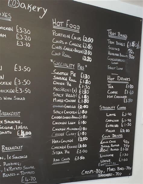 Menu at The Little Bakery, Dumfries