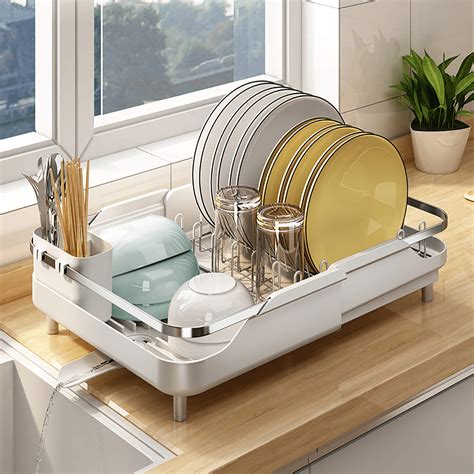 Dish Drying Rack, Kitchen Dish Drainer Rack, Expandable(13.2"-19.7 ...