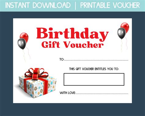 Printable Gift Card Blank Gift Certificate Birthday Gift - Etsy Australia