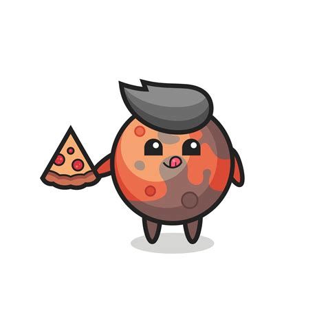 cute mars cartoon eating pizza 3426460 Vector Art at Vecteezy