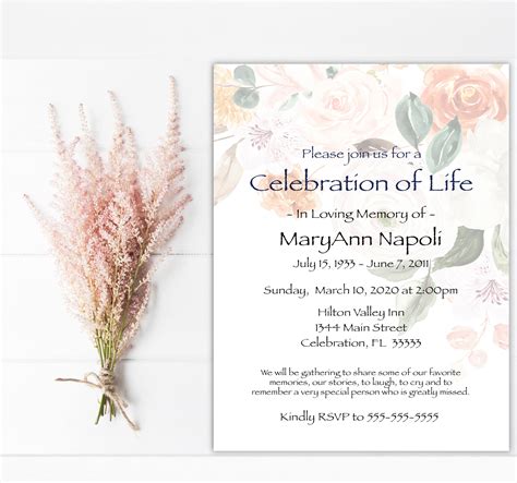 Celebration of Life Invitations Funeral Announcement | Etsy