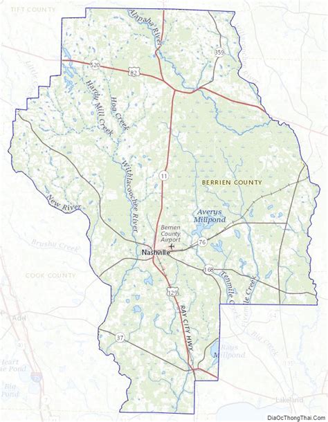 Map of Berrien County, Georgia - Thong Thai Real