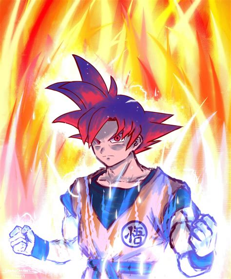 ArtStation - Goku ssj god, Erwan Hue Dragon Ball Image, Dragon Ball Art ...