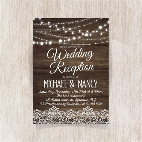 Rustic Wedding Reception Invitation. Wedding Reception | Etsy