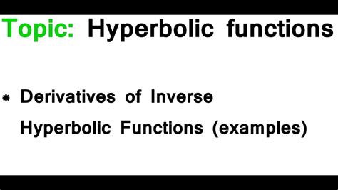 AS/A-Level Maths Hyperbolic functions - Derivatives of Inverse ...