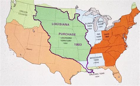 Map showing the area covered by the Louisiana Purchase. The land which ...