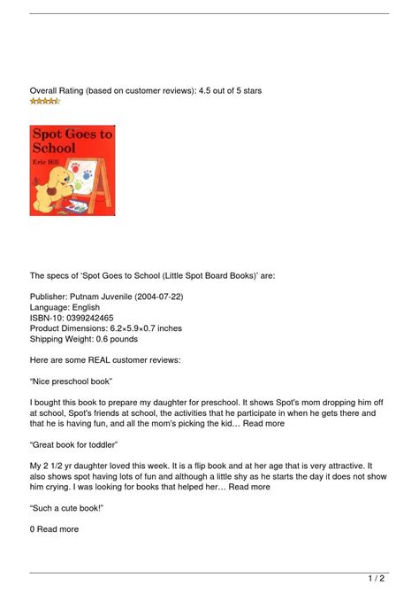 Spot Goes to School (Little Spot Board Books) Review by saragriffin - Issuu