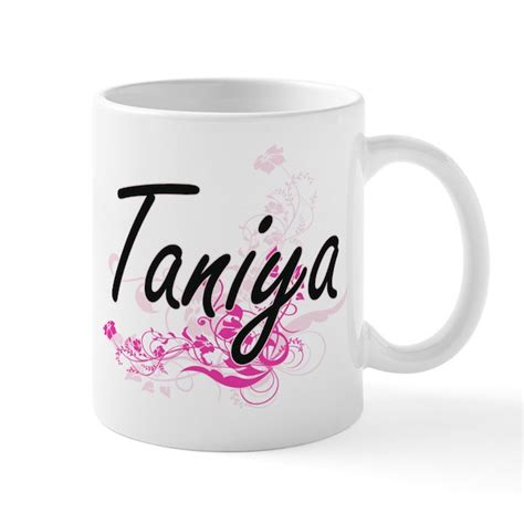 Taniya Artistic Name Design with Flowers Mugs by Admin_CP2183672