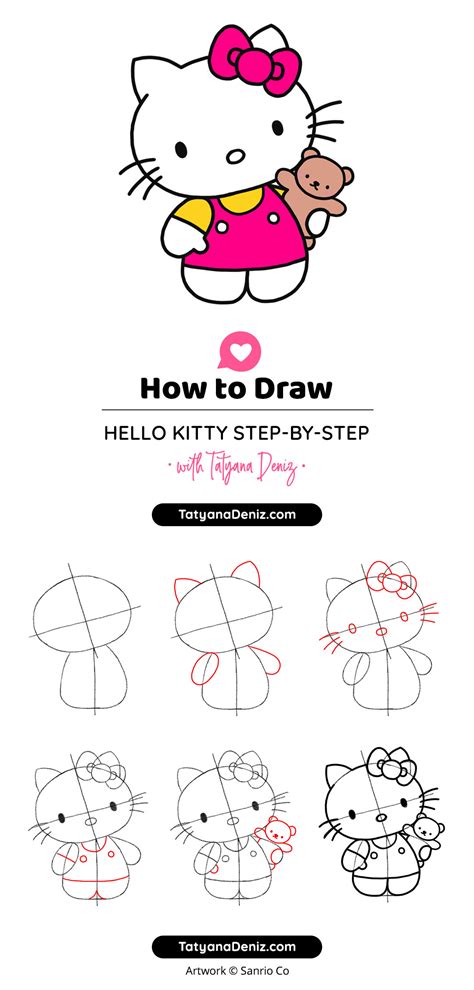 How to draw Hello Kitty step-by-step with simple and easy drawing tutorial