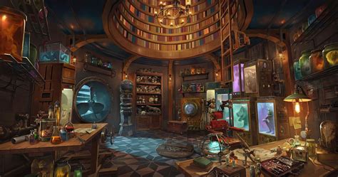 Steampunk Laboratories Room Wallpaper