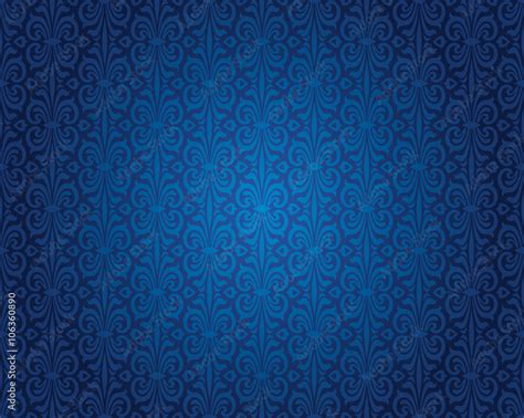 Indigo blue vintage wallpaper background repetitive pattern design ...