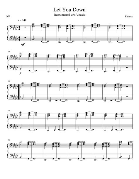 NF - Let You Down (Instrumental w/o Vocals) sheet music for Piano ...