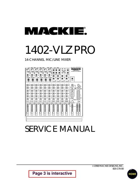 Free Audio Service Manuals - Free download Mackie 1402 VLZ Pro Service ...