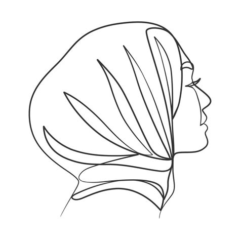 Continuous line drawing of hijab girl 6050833 Vector Art at Vecteezy