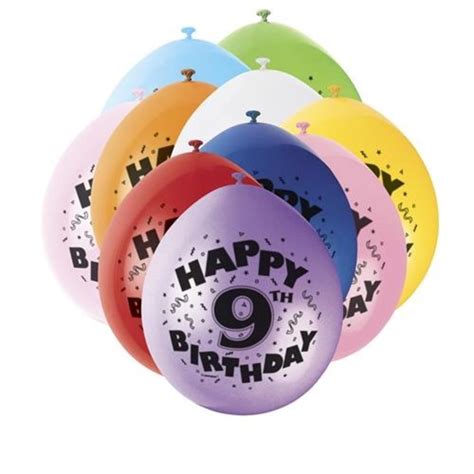 Pack of 10 Happy 9th Birthday Party Balloons Air Fill | Birthday | Love ...