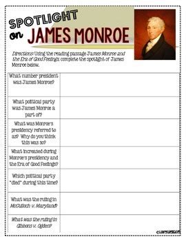 James Monroe and the Era of Good Feelings by A Social Studies Life