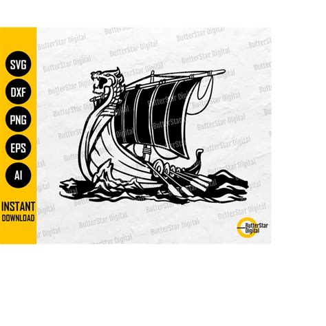 Viking Ship SVG | Dragon Boat SVG | Ancient Nordic Sail Jour - Inspire ...