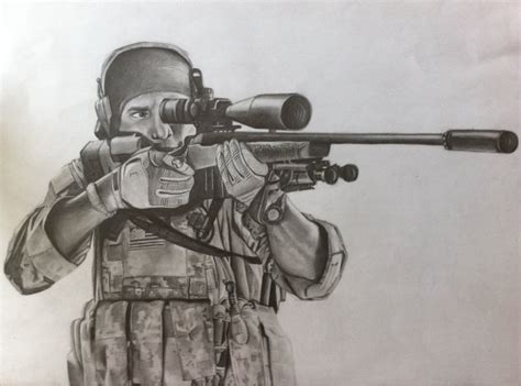 (x-post from /r/pics) Pencil drawing I made for a friend of a sniper ...