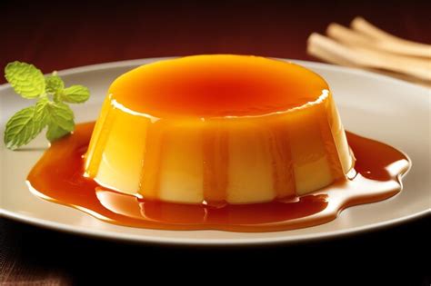 Premium AI Image | Caramel flan with caramel sauce tasty dessert background