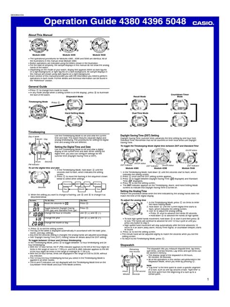 Casio watch manual | Daylight Saving Time | Watch