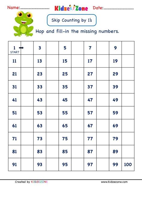 Grade 1 Skip Counting by 1, Math Number Worksheet in 2023 | Math ...