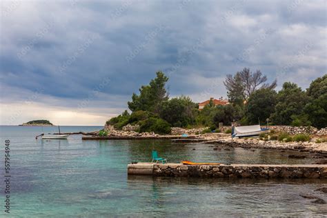 Uvala Gradina, a quiet little cove in Zaljev Vela Luka on the island of ...