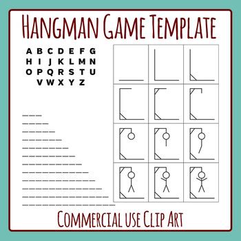 Hangman / Hang Man Word Game Template Clip Art / Clipart Commercial Use