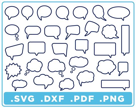 Word Bubbles Cartoon Speech Set of 30 Svg/dxf/png/pdf, Cut Files ...