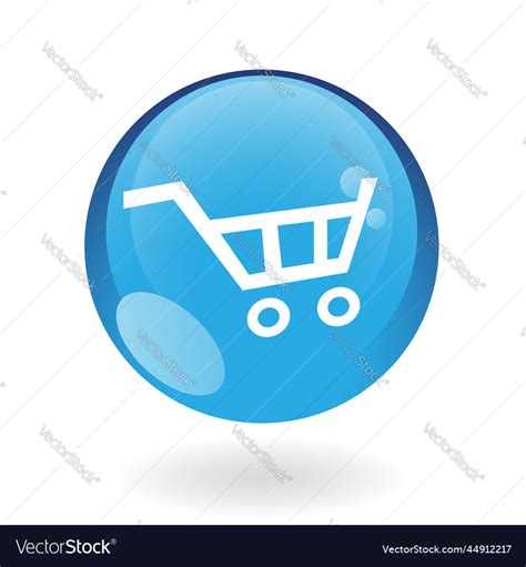 White shopping cart icon in a blue sphere Vector Image