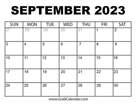 Printable September 2023 Calendar