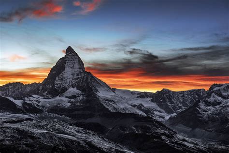 dark, Mountains, Sky, Nature, Switzerland, Matterhorn, Sunset ...