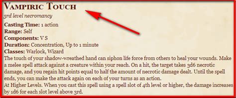 Vampiric Touch 5E Spell In DnD - D&D 5e Character Sheets