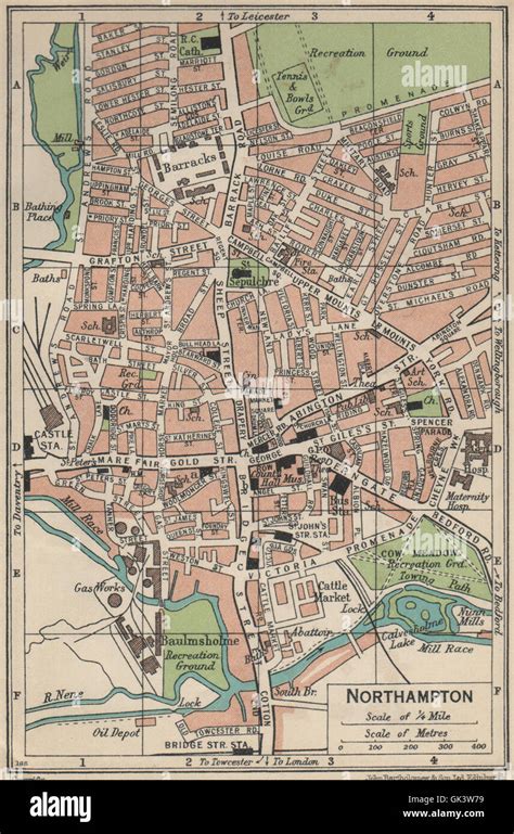 NORTHAMPTON. Vintage town city map plan. Northamptonshire, 1939 Stock ...