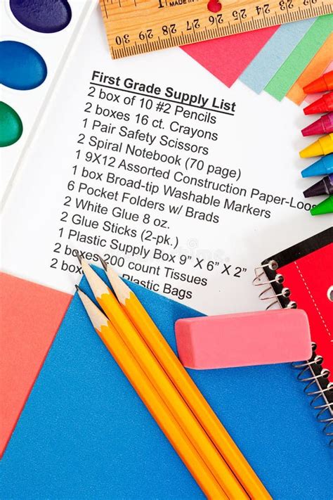 School Supplies: 1st Grade School Supplies Stock Photo - Image of ...