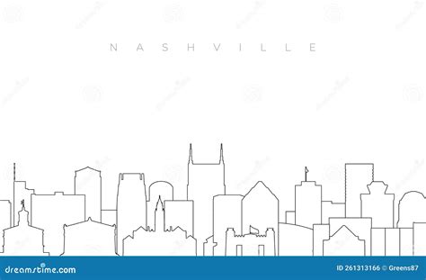 Outline Nashville Skyline With Blue Buildings. Vector Illustration ...