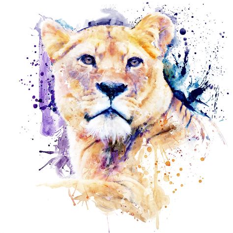 Lioness Original Watercolor Painting Art & Collectibles lifepharmafze.com