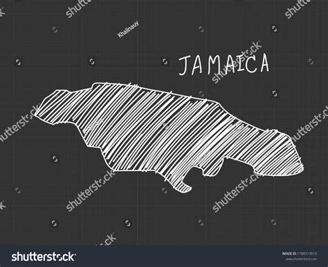 Jamaica Map Freehand Sketch On Black Stock Vector (Royalty Free ...