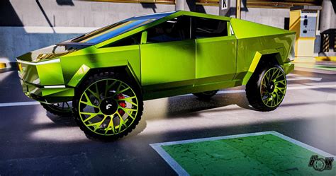 Digitally Wrapped Neon Green Tesla Cybertruck Sits Fashionably on ...