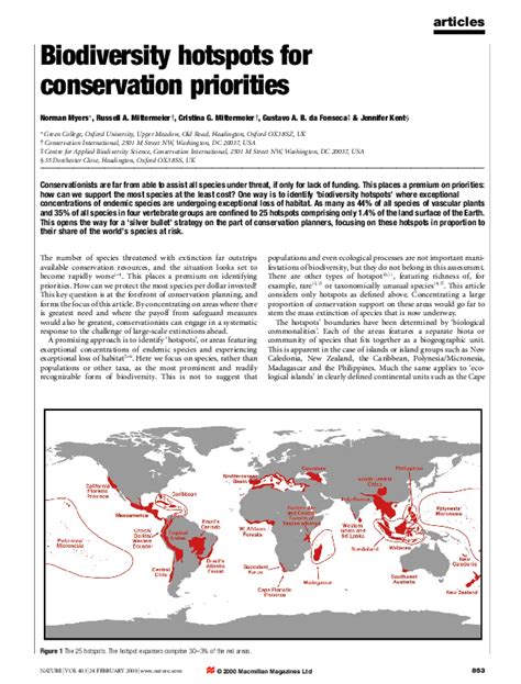 (PDF) Biodiversity hotspots for conservation priorities | Carlos ...