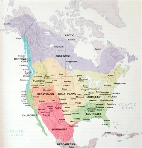 Native American Indian Tribes Map Regions