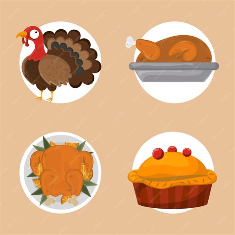 Premium Vector | Set of thanksgiving food