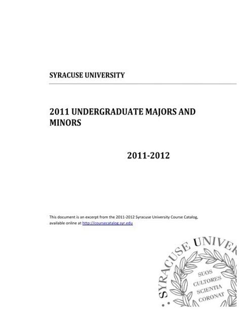 Syracuse University Undergraduate Majors and Minors