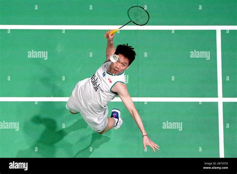 Indonesia's Kevin Sanjaya Sukamuljo in action in the Men's doubles ...