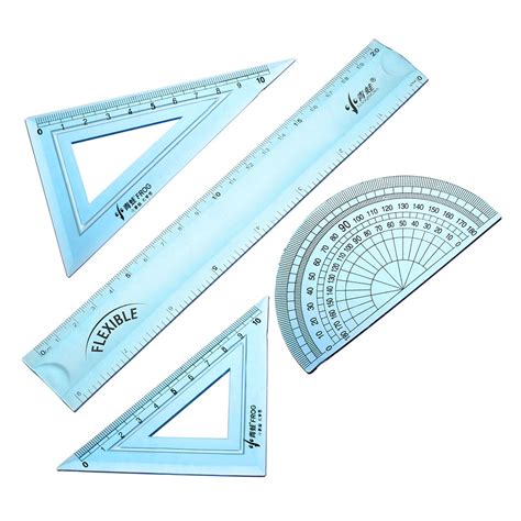 Math Set Flexible Rulers with Protractor Triangle Rulers 20cm 8 Inch ...