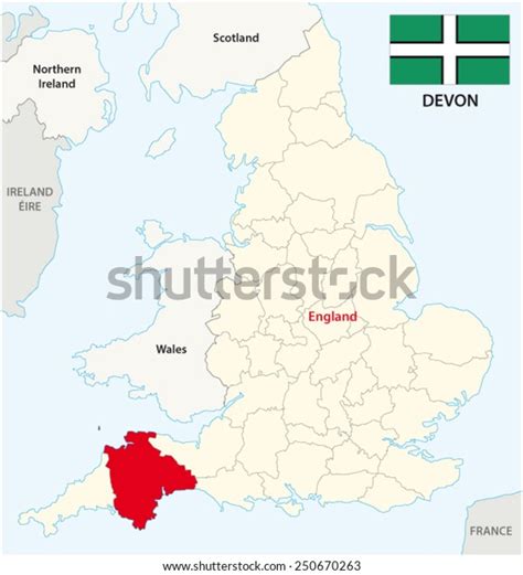 Devon County Map Flag Stock Vector (Royalty Free) 250670263