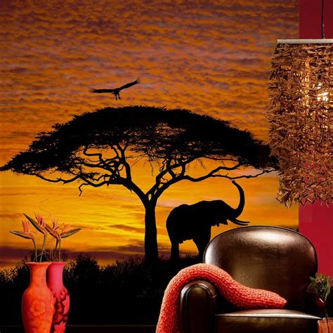 Brewster Home Fashions Komar African Sunset Wall Mural | Sweet home ...