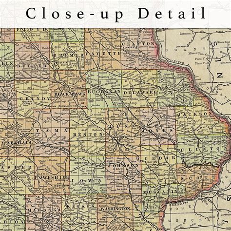 1897 Iowa Map Print Vintage Map Art Antique Map Old Map | Etsy